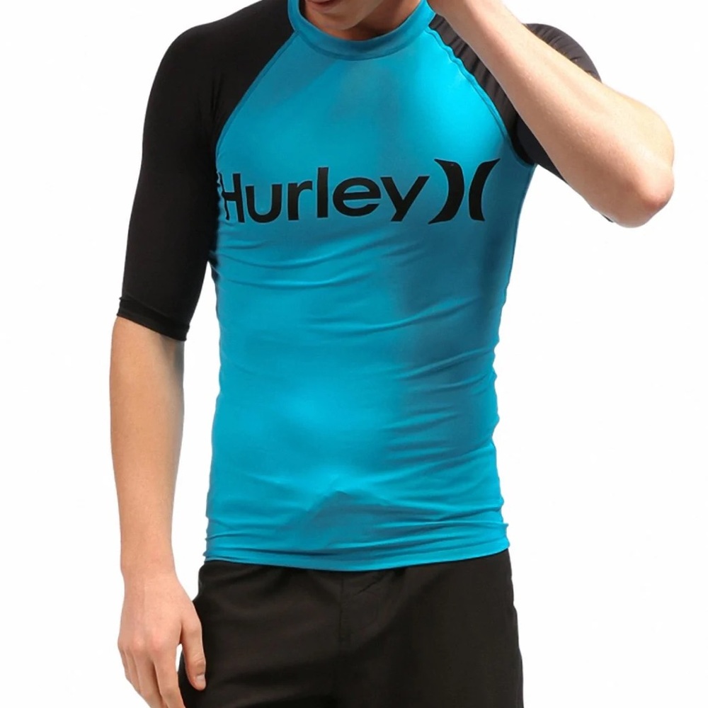 Hurley Men’s  Aqua and Black Rashguard, Size XL